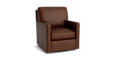 Trent Leather Thin Track Arm Swivel Chair