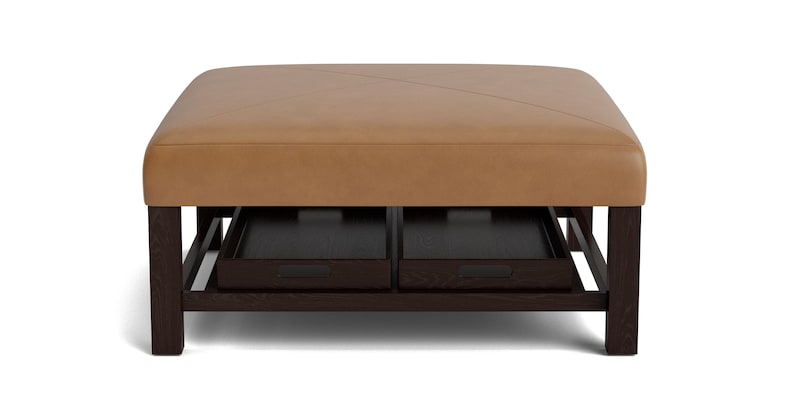 Leather Ottoman w/Trays image number 0