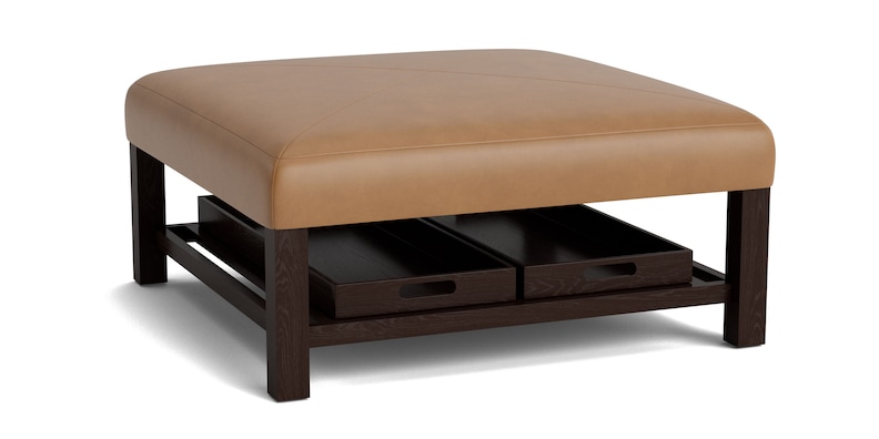 Leather Ottoman w/Trays image number 1