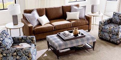 True Custom&reg; Leather Large Track Arm Loveseat