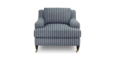 Stockten Indigo English Arm Chair with Casters