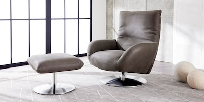 Ranlo Leather Swivel Arm Chair