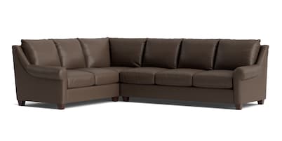 Ellery Leather Roll Arm L-Shaped Sectional