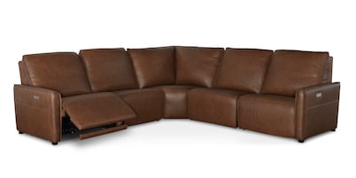 Everett Leather Modular Reclining Sectional