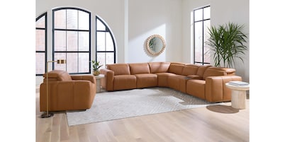 Airy Leather Power Reclining Sectional