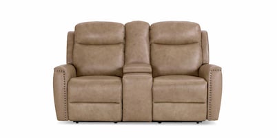 Douglas Leather Power Reclining Loveseat with Center Console