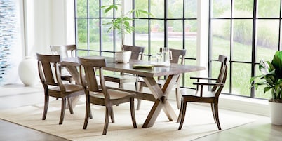 Crossbuck Live Edge Rectangle Dining Table