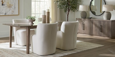 Reed Upholstered Dining Chair with Casters