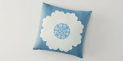 Augusta Blue+Ivory Pillow Cover