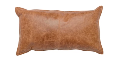 Dumont Leather Chestnut Lumbar Pillow Cover + Insert