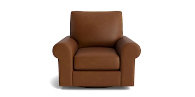True Custom&reg; Leather Large Roll Arm Swivel Chair