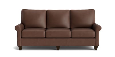 True Custom&reg; Leather Roll Arm Sofa