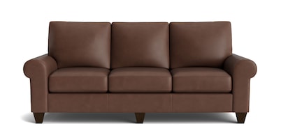 True Custom&reg; Leather Large Roll Arm Sofa