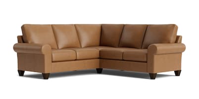True Custom&reg; Leather Large Roll Arm L-Shaped Sectional