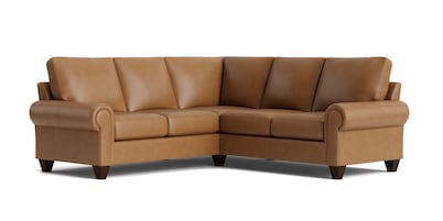 True Custom&reg; Leather Large Panel Arm L-Shaped Sectional