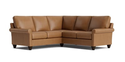 True Custom&reg; Leather Roll Arm L-Shaped Sectional