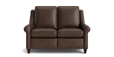 Magnificent Motion Leather Roll Arm Reclining Loveseat