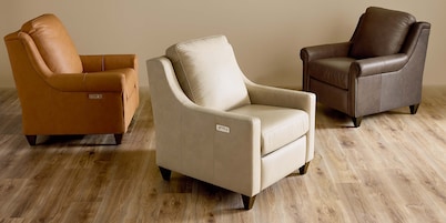 Magnificent Motion Leather Panel Arm Power Wall Recliner